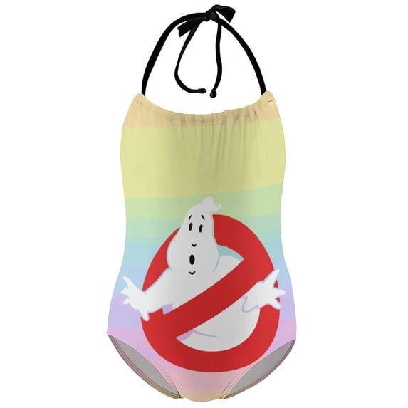 Stay-Puft Ghostbusters Children's One-piece Swimwear Halterneck Swimsuit Summer Beach Girl's Bathing Suits Breathable Beachwear