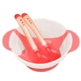 thumbnail image 1 of Stay Put Spill Proof Stackable Baby Suction Bowls for Toddlers with Silicone Feeding Utensils, BPA Free, 1 of 2