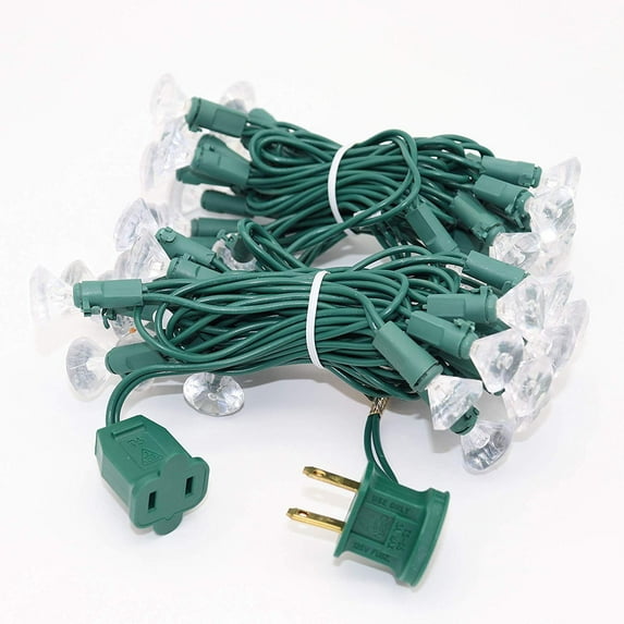 Stay Off The Roof Warm White LED Christmas Tree Lights - 100 Jewel Cut White Bulbs - 13.25 ft, Connect up to 45 Sets - Indoor/Outdoor Christmas Tree String Lights