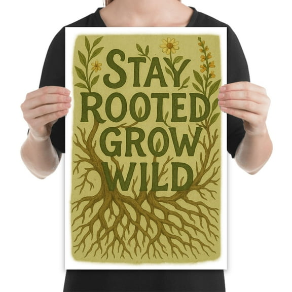 Stay Rooted Grow Wild Poster - 13x19 - Wall Decor for Garden Lovers Gift