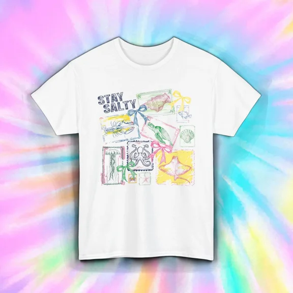 Stay Salty Beach Sea Life Ocean Creatures Pastel Unisex T-Shirt up to size 5XL