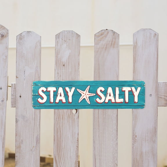 Stay Salty Beach Starfish Metal Tin Sign For Coastal Home Or Classroom Decor 4x16 Inch