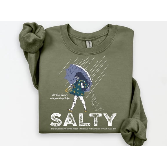 Stay Salty Girl Parody Sweatshirt Women's Vintage Crewneck Funny Graphic Sweater