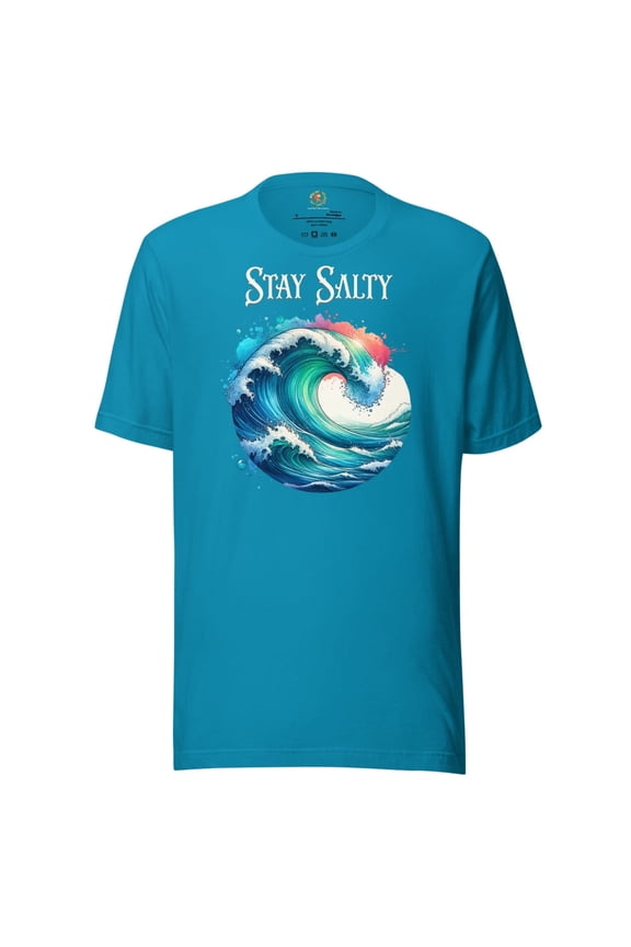 Stay Salty Ocean Wave Graphic Tee-Super Soft Comfort-Preshrunk For Easy Care With Free Shipping (S)