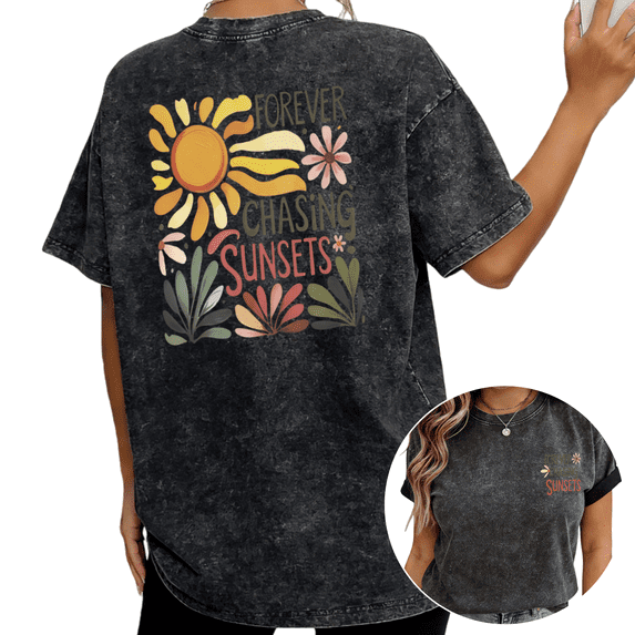 Stay Salty You Are The Salt Of The Earth Matthew 5:13 Beach Sunset Wash Print Tshirt S-2XL Washed Black Graphic Tees Casual Shirts for Christian Tops