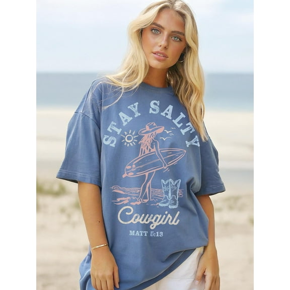 Stay Salty tshirt, Coastal Cowgirl tshirt, Fisherman Aesthetics, Summer Shirt, Coastal Ocean Clipart Shirt