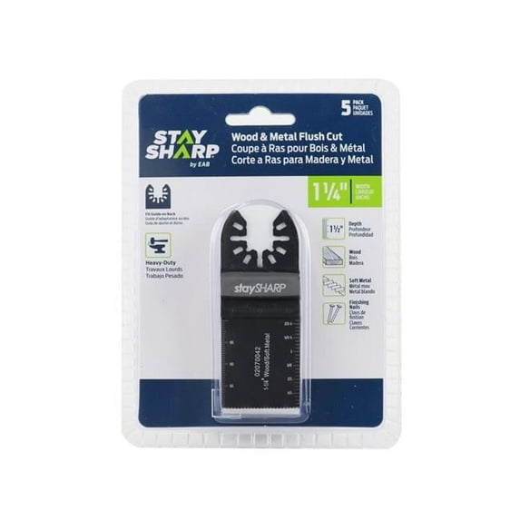 Stay Sharp 2070232 1.25 in. Bimetal Flush Cut Wood & Metal Professional Oscillating Accessory - Recyclable - Pack of 5