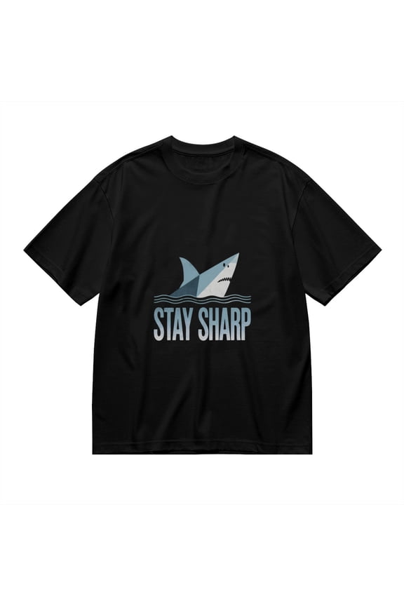 Stay Sharp, Shark Print 1, T Shirt for Men, Vintage Graphic Tees Men, 23807142,3XL