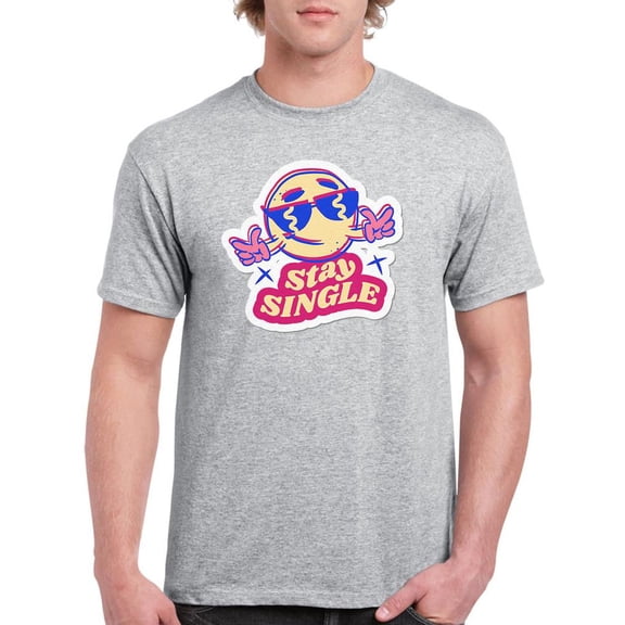 Stay Single Cool Face T-Shirt Men -Smartprints Designs, Male Large