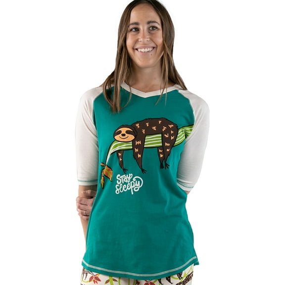 Stay Sleepy Sloth LazyOne Women's Leggings and Tees, Pajama Separates, Cozy Loungewear for Women, Lazy, Animal (X-Large)