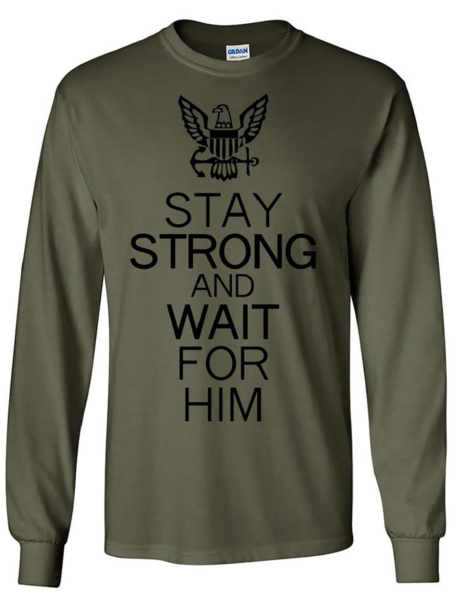 Long Waiti Stay Strong and Wait For Him - Navy Logo Long Sleeve T-Shirt - Walmart.com