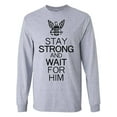 thumbnail image 1 of Stay Strong and Wait For Him - Navy Logo Long Sleeve T-Shirt, 1 of 3