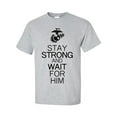 thumbnail image 1 of Stay Strong and Wait For Him - USMC Logo Short Sleeve Tee, 1 of 4