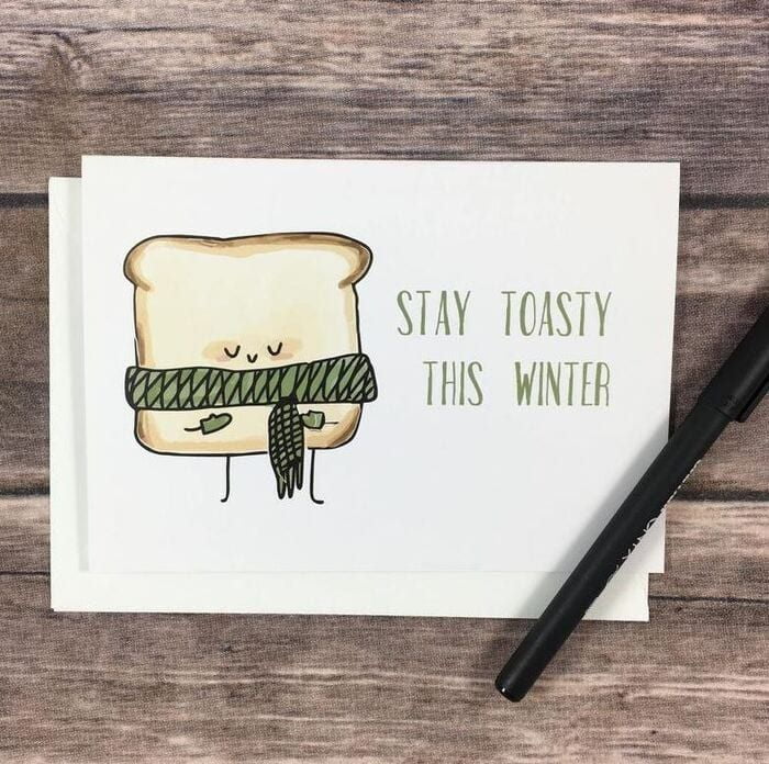 Stay Toasty This Winter Greeting Card – Cute Toast Design with Scarf ...