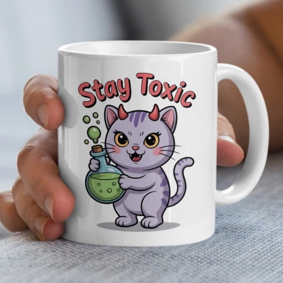 Stay Toxic Devil t Mug, Funny Kitten Coffee Cup, Cute Pet Mug, Halloween Gift, Spookean Mug, t Lover Gift, t Gift.