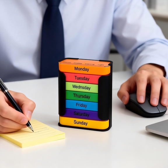 Stay on Track 7 Day Dication Organizer Weekly P Ill Organizer 7 Stackable Compartments Four A Day Morning Noon Evening And Bedtime for Home Storage Containers,One side,Black