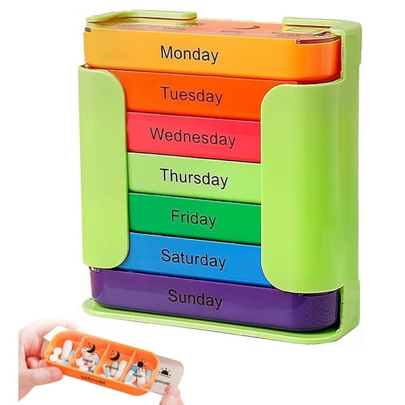 Stay on Track - 7-Day Medication Organizer, Stackable Pill Organizer, for Effortless Health Management, 4X a Day 7 Days a Week, Travel-Friendly Home Supply (C)
