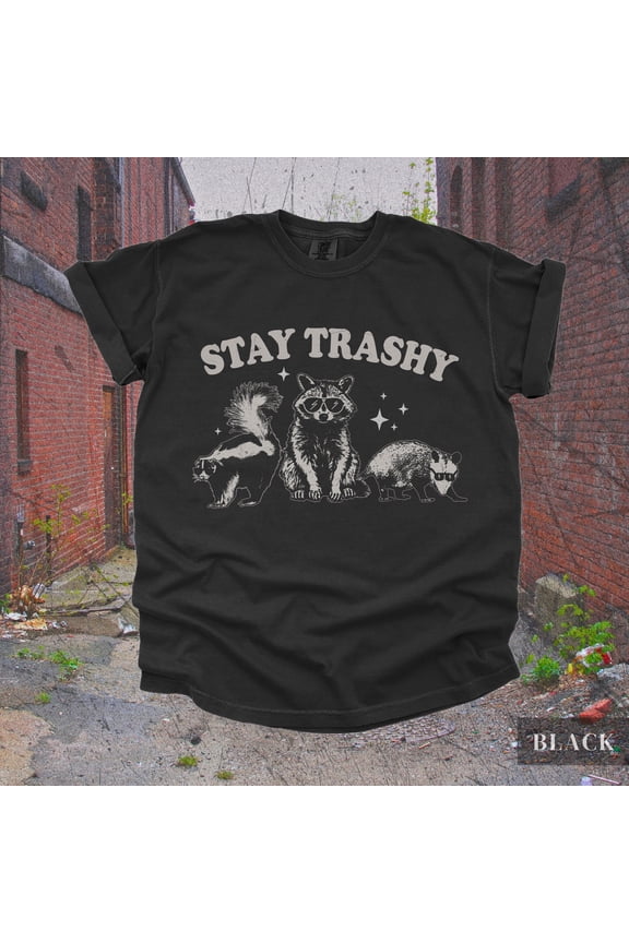 Stay Trashy Skunk Opossum Racoon T Shirt Retro Funny 90s Y2K Tee, Cute Boho T-Shirt, Trend
