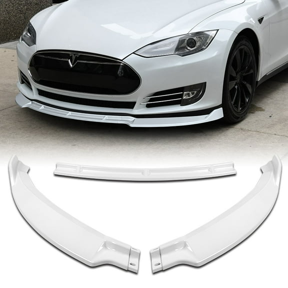 Stay Tuned For 2012 2013 2014 2016 Tesla Model S Painted White Front Bumper Body Kit Splitter Spoiler Lip 3PCS Set