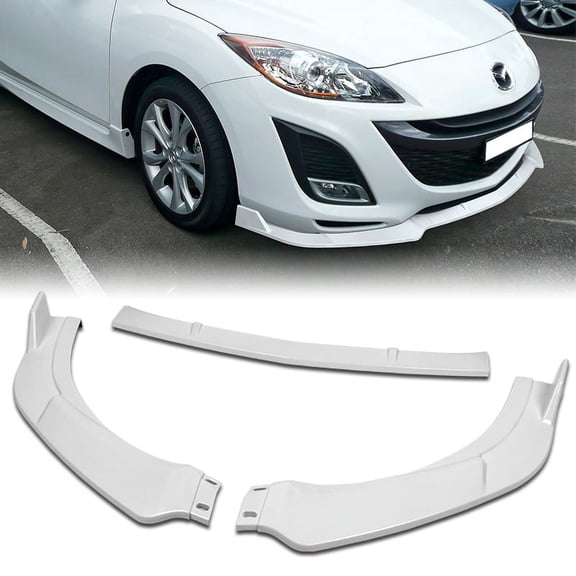 For 2010-2013 Mazda 3 MS-Style Painted White Front Bumper Body Kit Spoiler Lip