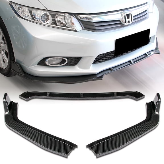 Stay Tuned Performance For 12 Honda Civic 4DR 9Th JDM CS-Style Carbon Look Front Bumper Body Kit Lip