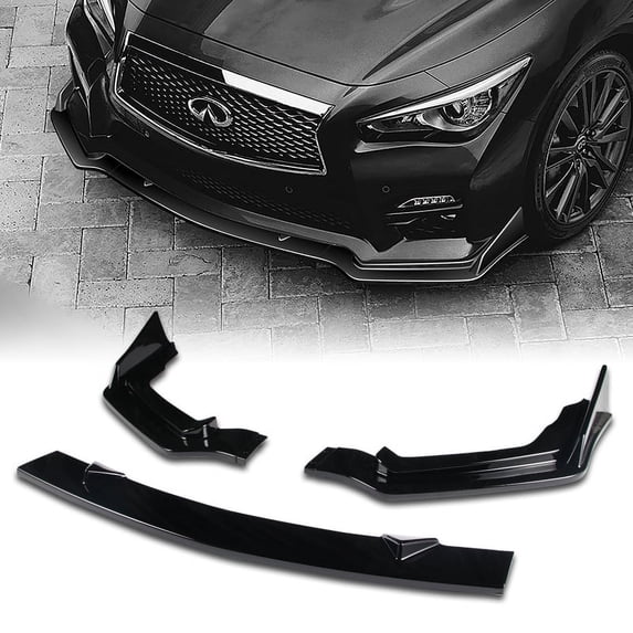 Stay Tuned Performance For 14-17 Infiniti Q50 Sport Painted Black Front Bumper Lip Spoiler Lip 3PCS