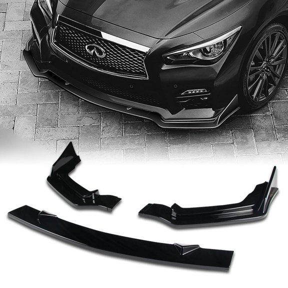 Stay Tuned Performance For 14-17 Infiniti Q50 Sport Painted Black Front Bumper Lip Spoiler Lip 3PCS
