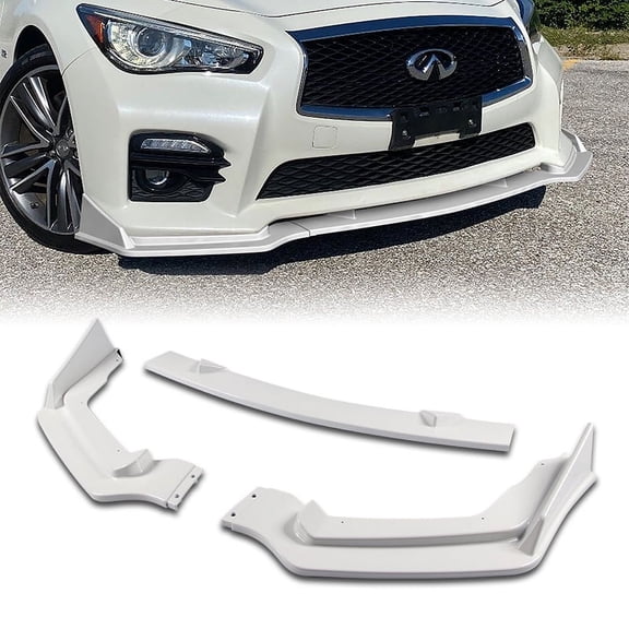 Stay Tuned Performance For 14-17 Infiniti Q50 Sport Painted White Front Bumper Body Spoiler Lip 3PCS
