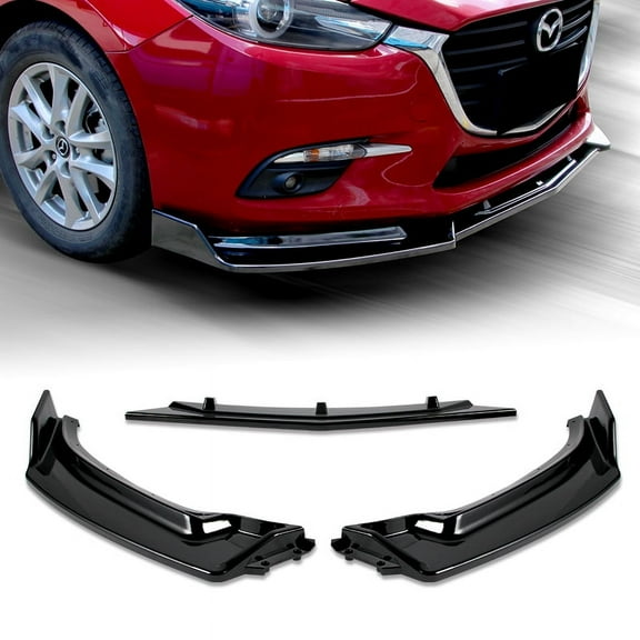 Stay Tuned Performance For 14-18 Mazda 3 Axela Painted Black Front Bumper Body Kit Splitter Spoiler Lip
