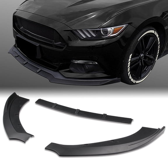Stay Tuned Performance For 15-17 Ford Mustang Unpainted Black Front Bumper Body Kit Spoiler Lip 3PCS