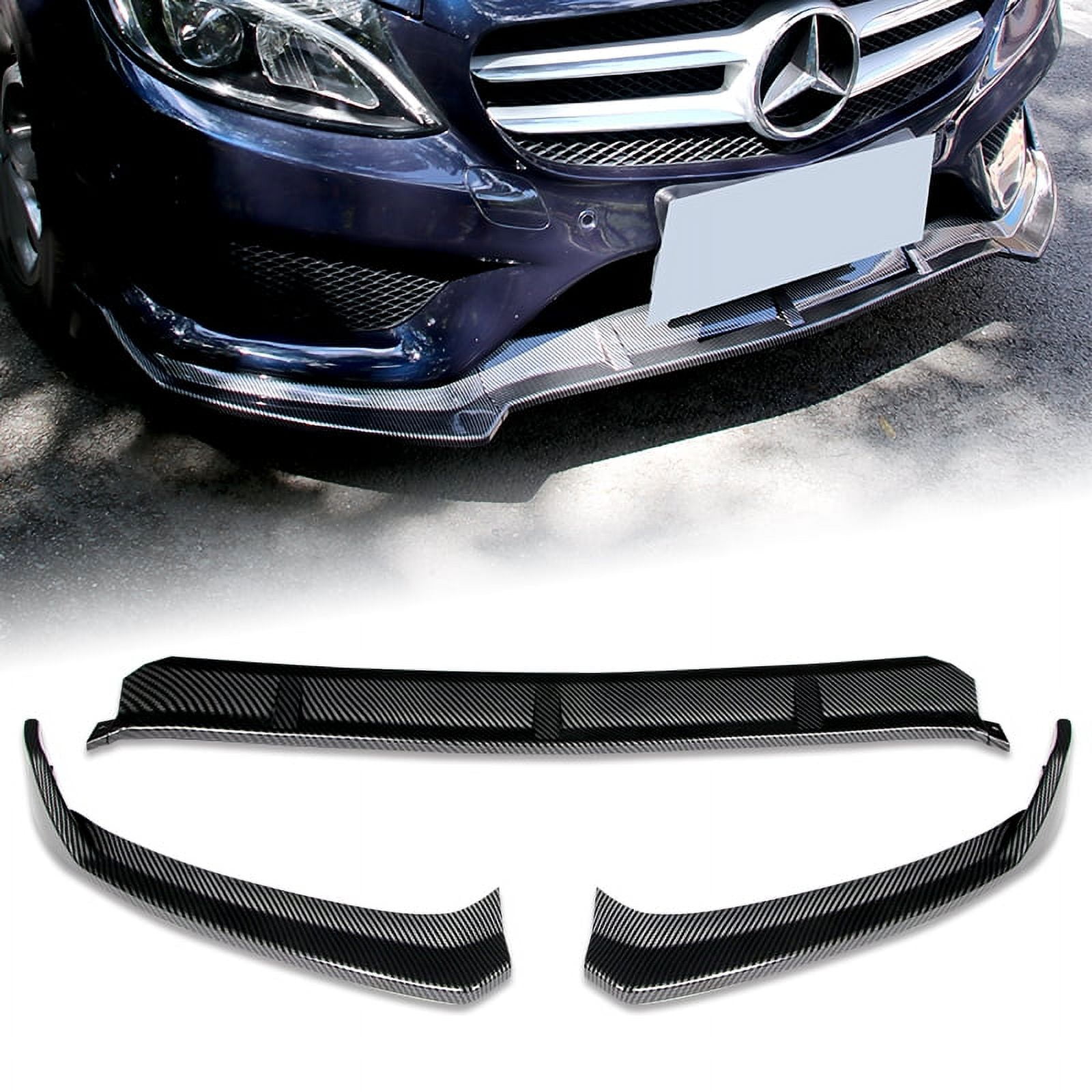 Stay Tuned Performance For 15-18 Mercedes W205 C180 C250 C300 Carbon Look Front Bumper Body Lip 3PCS