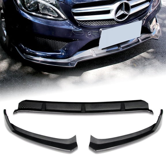 Stay Tuned Performance For 15-18 Mercedes W205 C180 C250 C300 Carbon Look Front Bumper Body Lip 3PCS