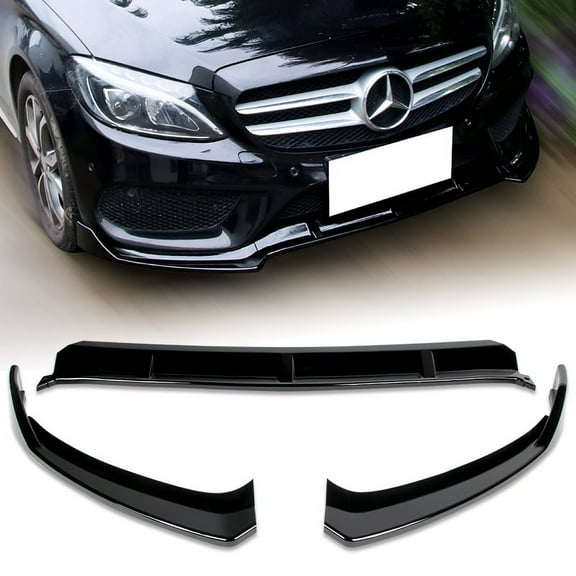 Stay Tuned Performance For 15-18 Mercedes W205 C180 C250 C300 Painted Black Front Bumper Body Lip 3PCS