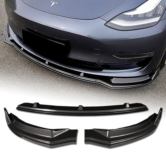 Stay Tuned Performance For 16-23 Tesla Model 3 Sedan Carbon Look Front Bumper Body Splitter Spoiler Lip