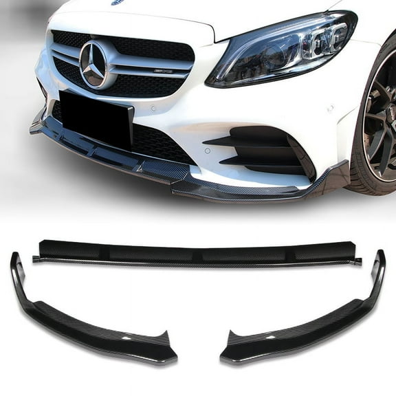Stay Tuned Performance For 19-21 Mercedes W205 C-Class C200 C43 C63 Carbon Look Front Bumper Lip 3PCS