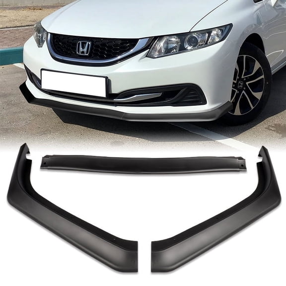 Stay Tuned Performance For 2013-2015 Honda Civic Sedan Matt Black Aero-Style Front Bumper Body Kit Lip
