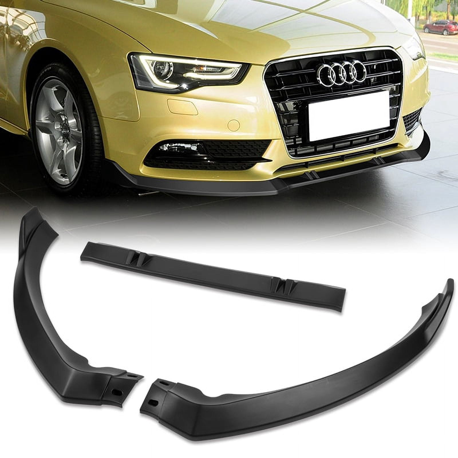 ECCPP Glossy Black Front Lip Spoiler – For 2013-2016 Audi A5 S5 S-Line Bumper (3-Piece)