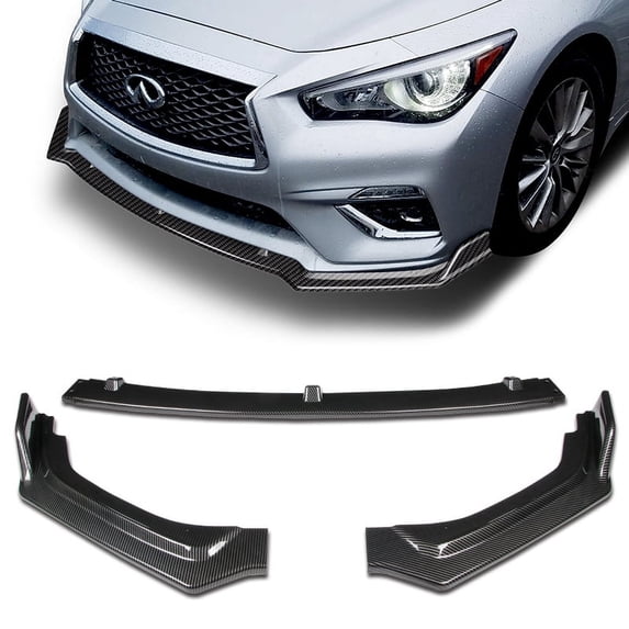 Stay Tuned Performance For 2018-2024 Infiniti Q50 Premium Carbon Look Front Bumper Body Kit Lip 3PCS