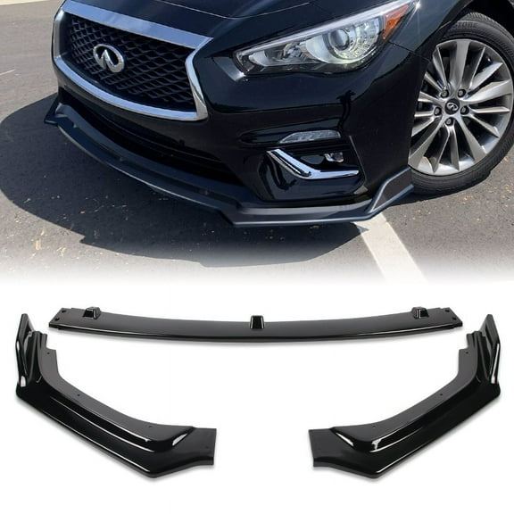 Stay Tuned Performance For 2018-2021 Infiniti Q50 Premium Painted Black Front Bumper Body Kit Lip 3PCS