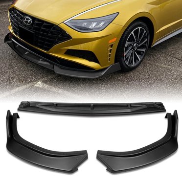 Painted Black CK-Style Front Bumper Lip Spoiler Kit For 2020-2022 Hyundai Sonata - 3-Piece