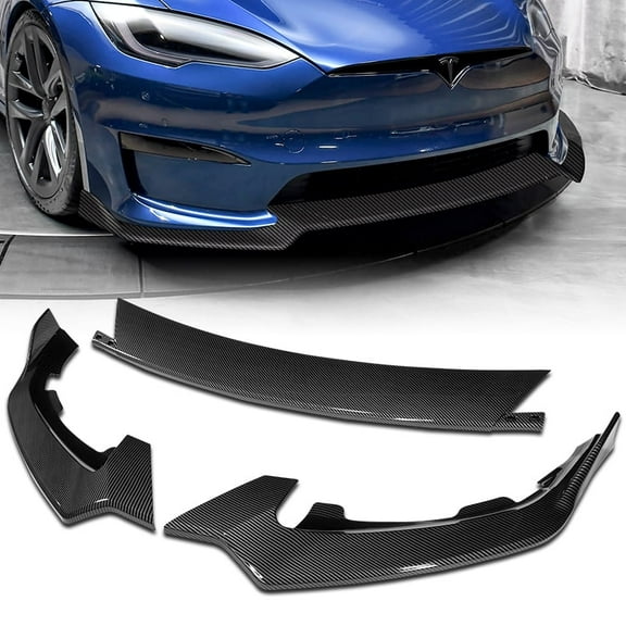 Stay Tuned Performance For 2021-2025 Tesla Model S Carbon Painted Front Bumper Spoiler Splitter Lip