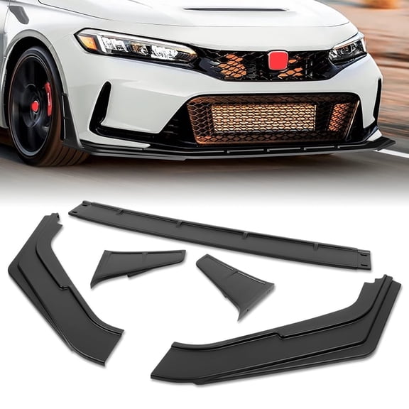 Stay Tuned Performance For 2023-2026 Honda Civic Type-R FL5 Black Front Bumper Lip Spoiler Splitter TR-Style