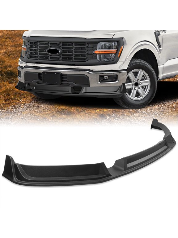 For 2024 - 2026 Ford F-150 F150 Pickup Black Front Bumper Spoiler Lip STP-Style 3PCS