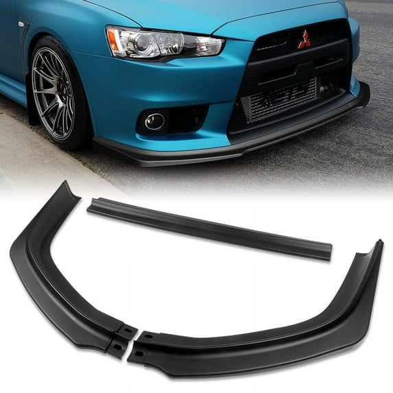 Stay Tuned Performance Front Bumper Spoiler Lip For 2008-2015 Mitsubishi Evolution X R-Style Matt Black