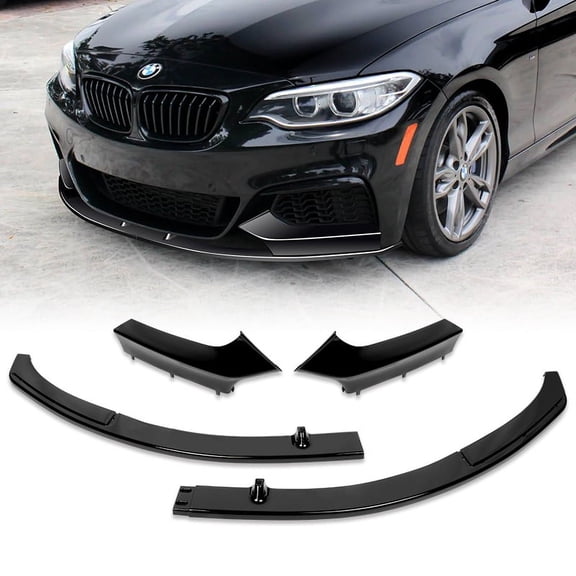 Stay Tuned Performance Front Bumper Spoiler Lip For 2014-21 BMW 2-Series F22 F23 M-Sport Painted Black