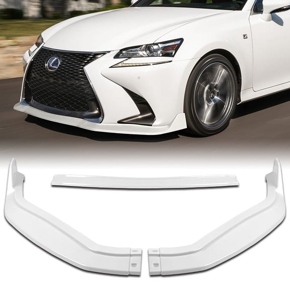Stay Tuned Performance Front Bumper Spoiler Lip For 2016-2019 Lexus GS-Series Painted White V2-Style
