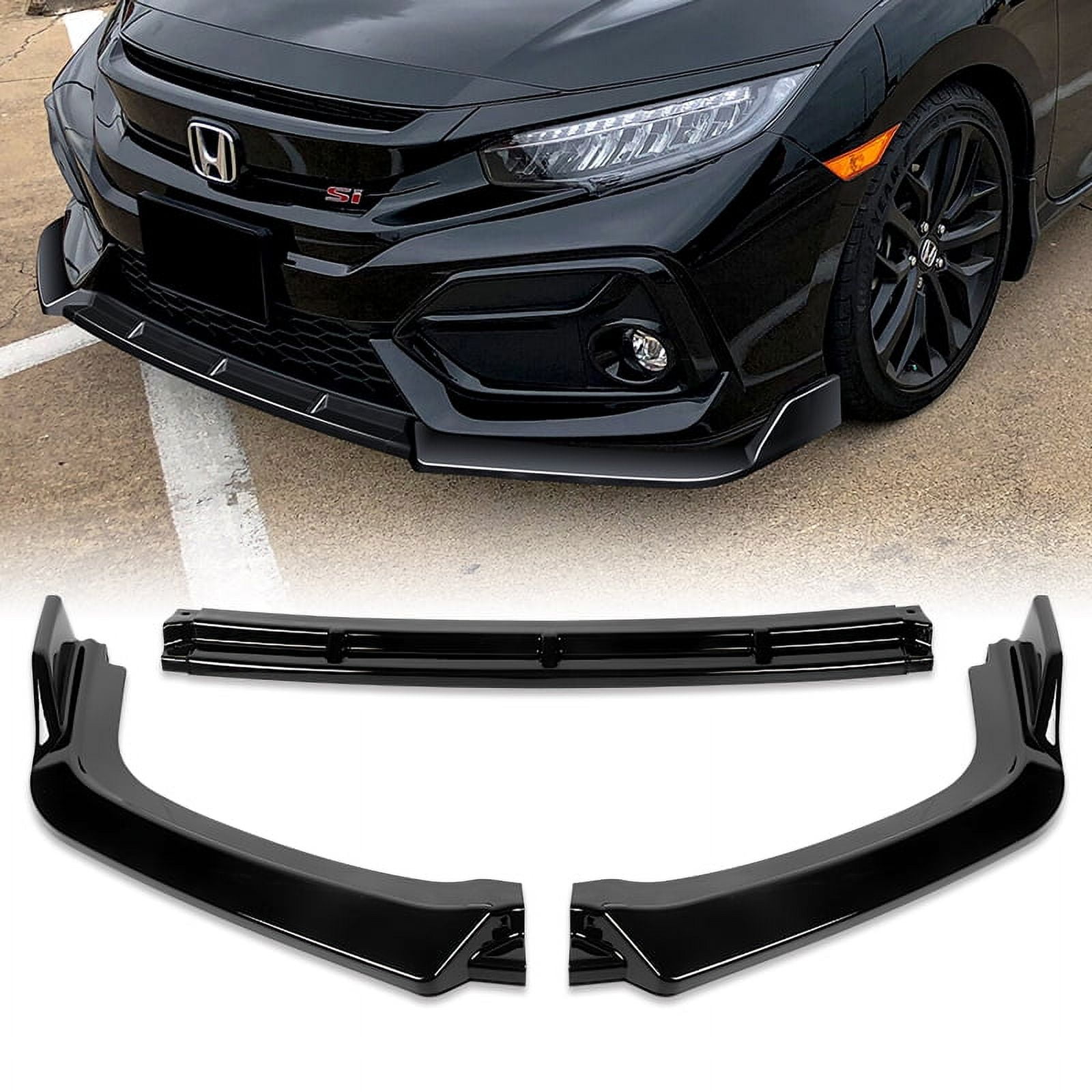 Stay Tuned Performance Front Bumper Spoiler Lip For 2017 2021 Honda Civic Si Coupe Sedan Painted Black Walmart