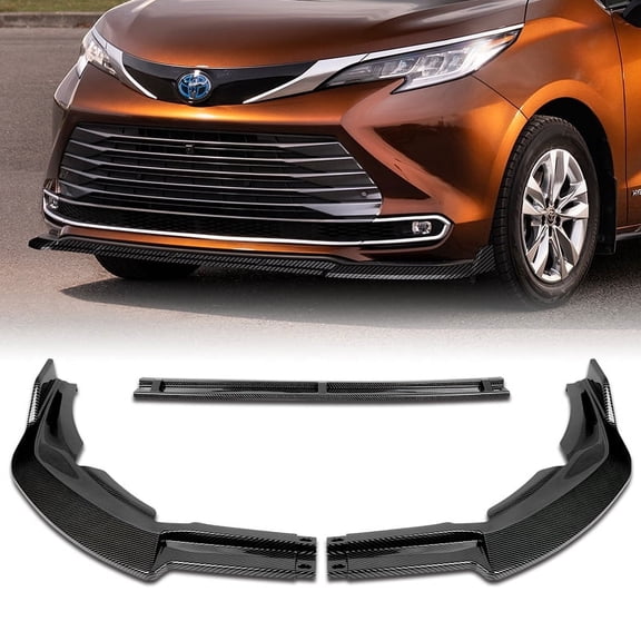 Stay Tuned Performance Front Bumper Spoiler Lip For 2021-2025 Toyota Sienna LE XLE MP-Style Carbon Look