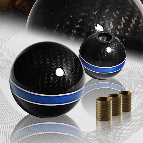 Stay Tuned Performance Real Carbon Fiber Ball Manual MT Gear Shift Shifter Knob W/Blue Stripe Universal