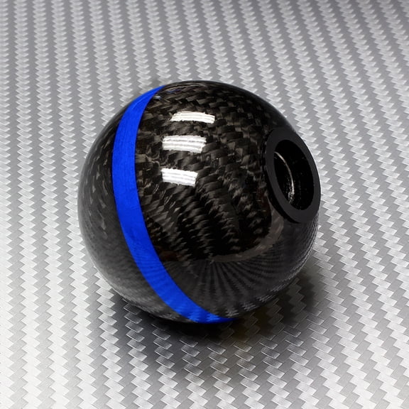 Stay Tuned Performance Universal Real Carbon Fiber Ball Manual MT Gear Shift Shifter Knob W/Blue Stripe